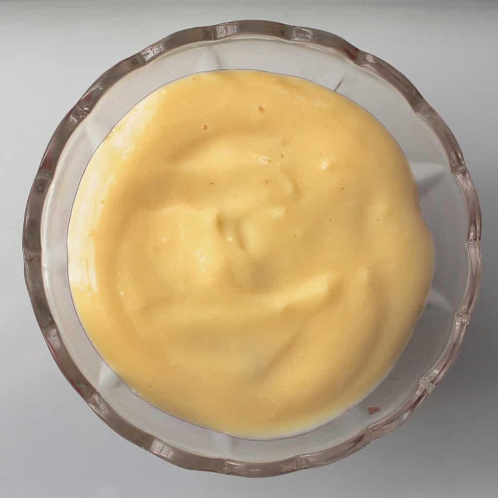 custard layer of trifle, overhead view