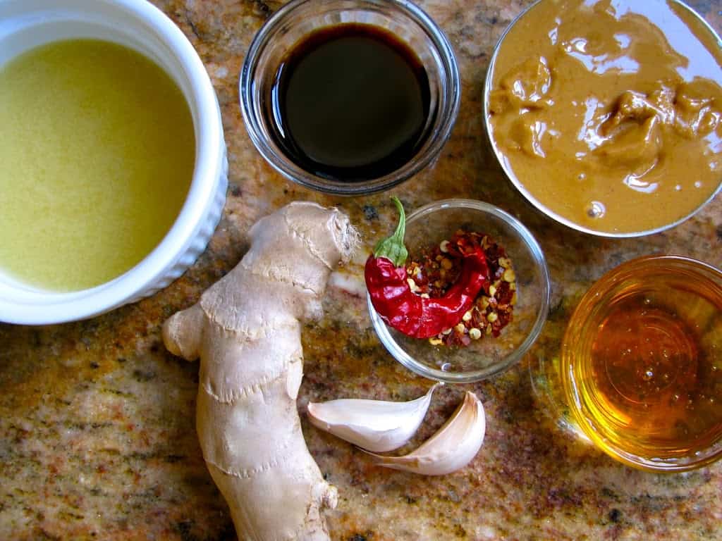 overhead view of ingredients for sauce 