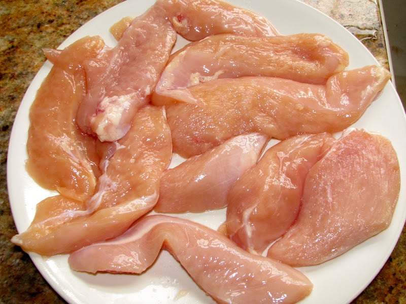 cut up chicken on a plate