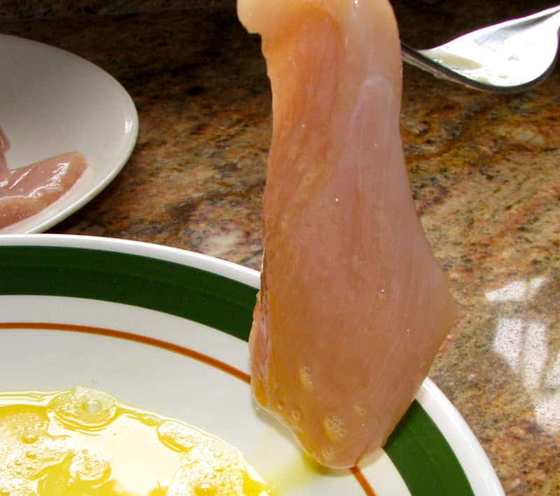 breast piece dipped in egg