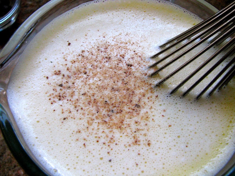 nutmeg added to milk and egg mixture
