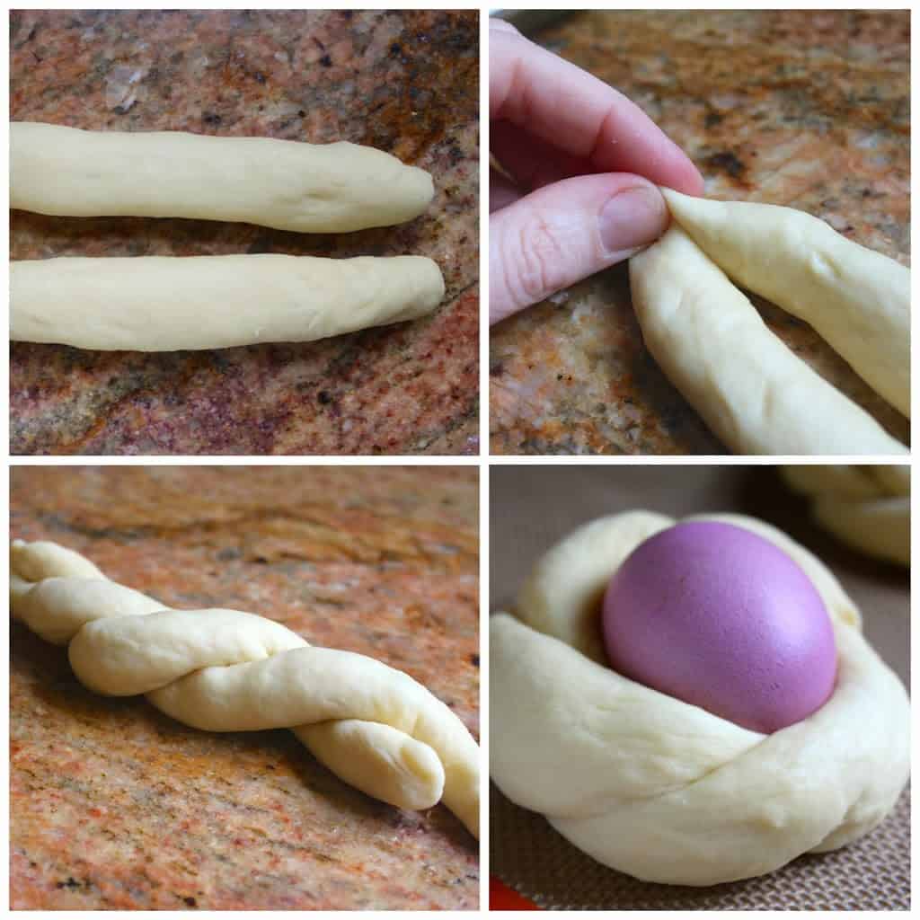 how to shape Italian Easter bread rings 