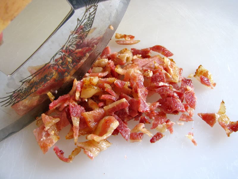 chopping bacon