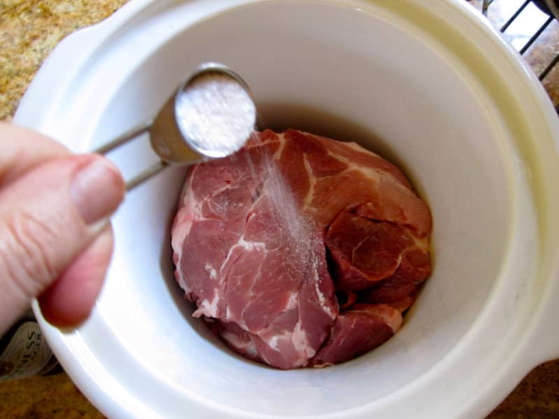 adding salt to pork in a slow cooker 