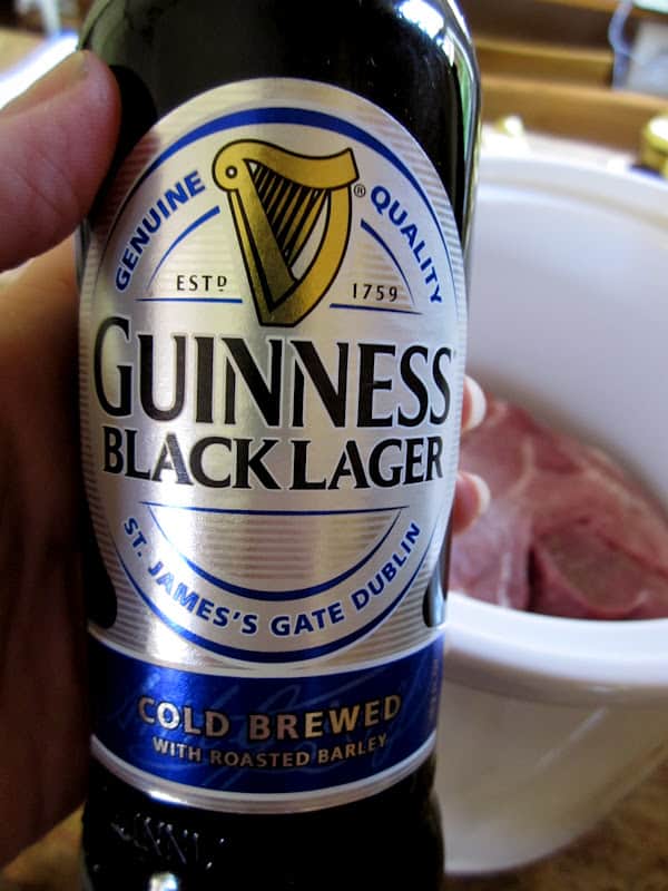 bottle of Guinness black lager