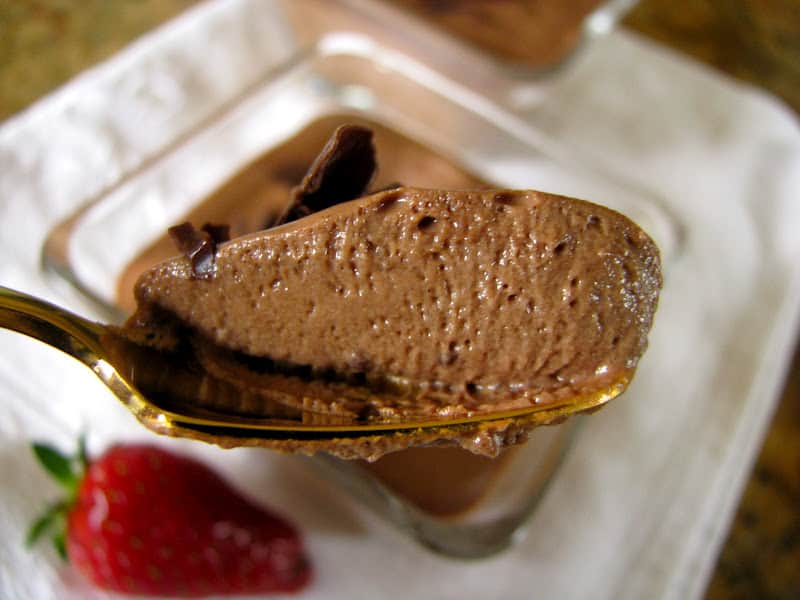 spoonful of chocolate mousse on a spoon