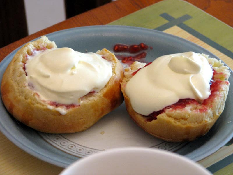 afternoon tea scones from Harrod's with cream and jam