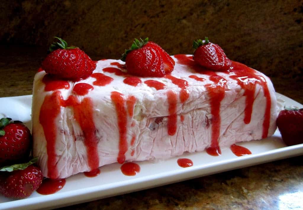 Frozen Strawberry Yogurt and Meringue Dessert with Strawberry Coulis recipe homemade