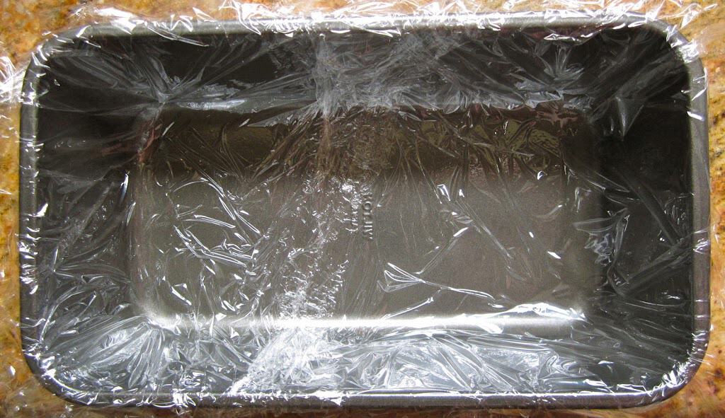 lining pan with plastic wrap