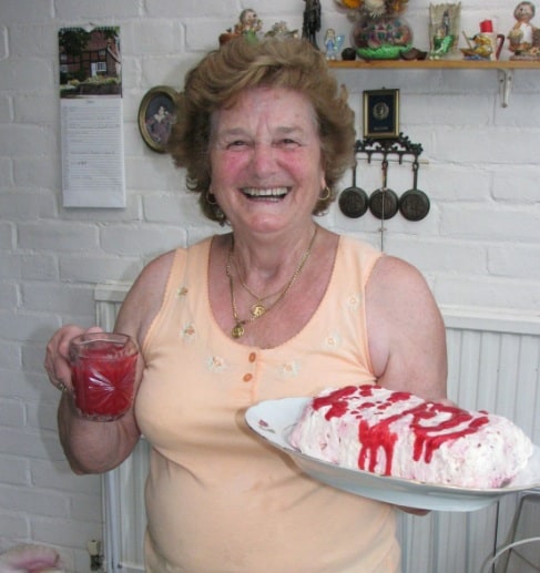 Aunt Elvira with her dessert