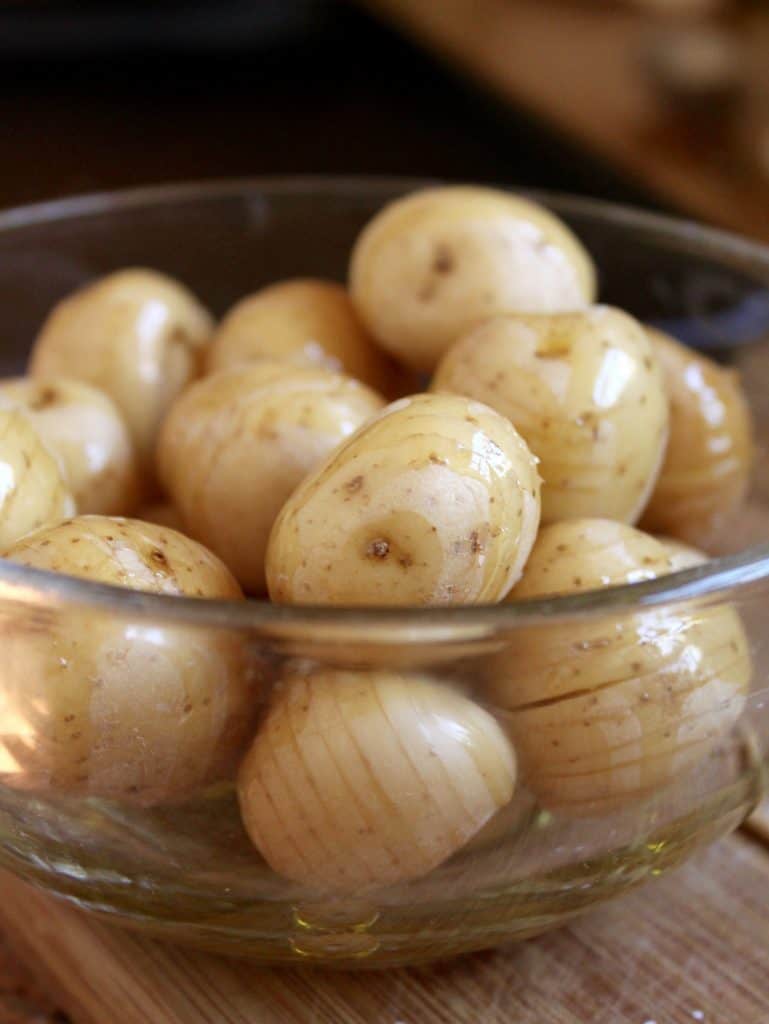 Tiny Truffled Hasselback Potatoes