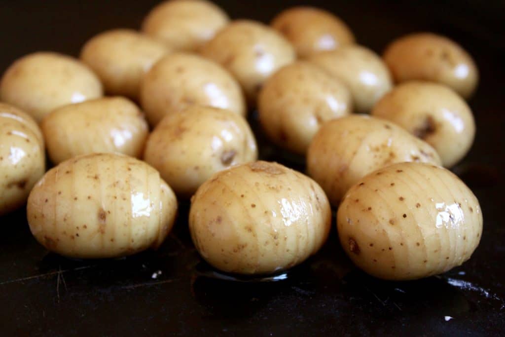 Tiny Truffled Hasselback Potatoes