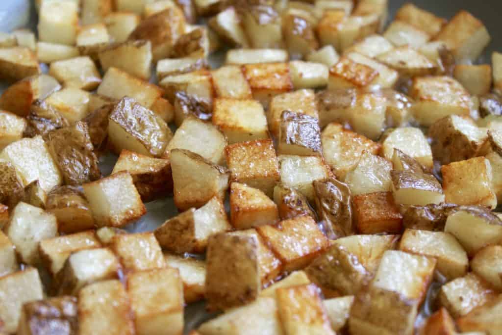 Diced potatoes for Italian frittata recipe