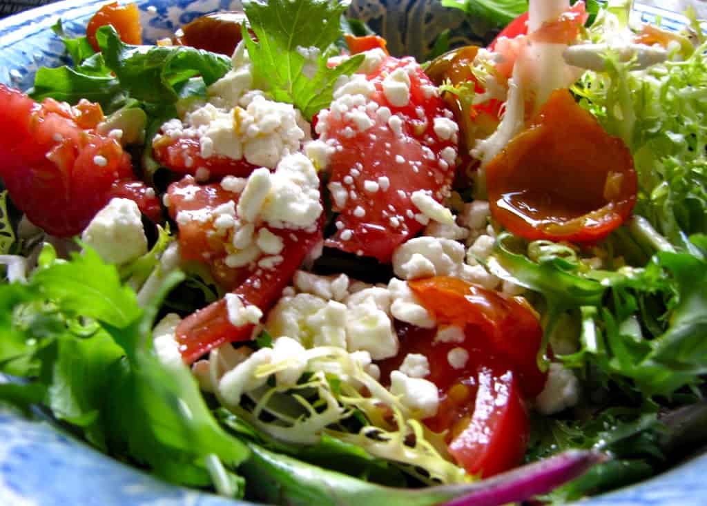 fresh and healthy garden salad authentic Italian style dressing