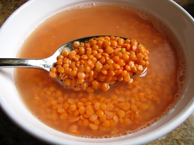 soaking red lentils