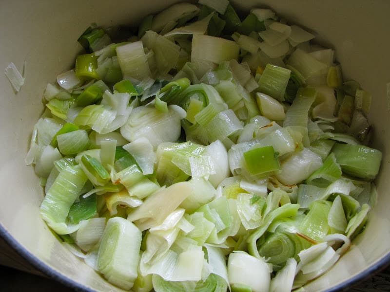 sauteeing leeks and onions