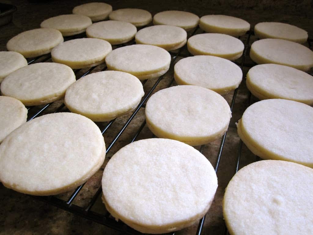 undecorated cookies on a rack