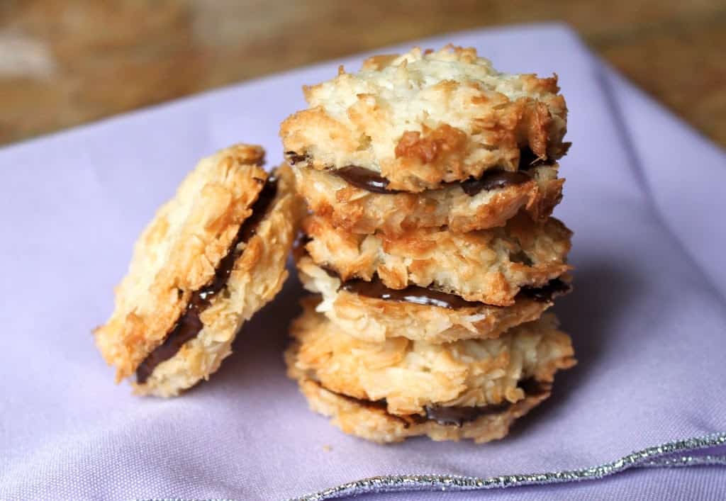 coconut macaroon sandwiches with chocolate