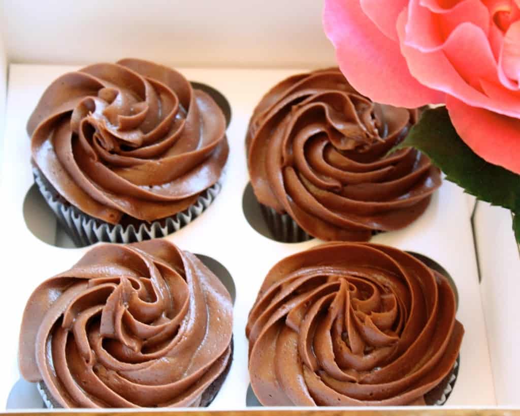 Professional looking buttermilk chocolate cupcakes with mocha buttercream frosting recipe