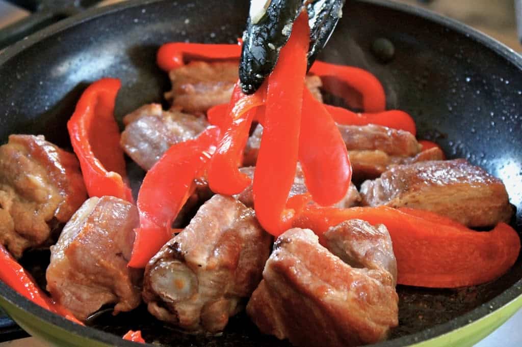 making pork and pickled peppers