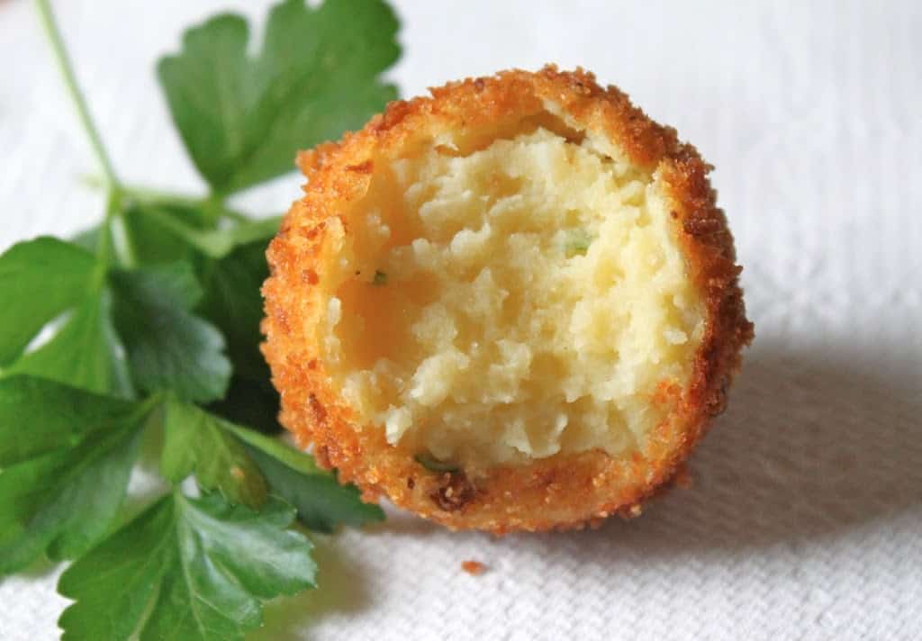 Deep fried store mashed potatoes