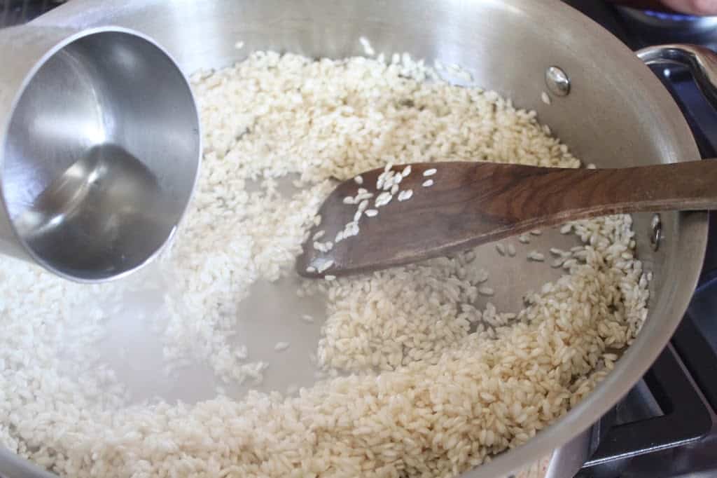 cooking rice for arancini