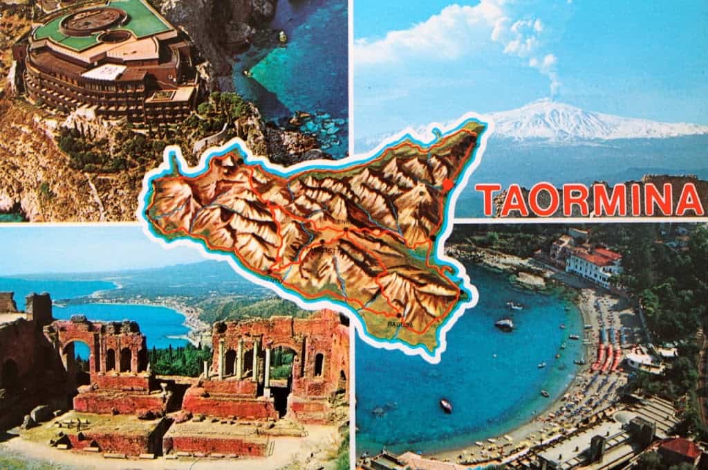 postcard Taormina Sicily Italy