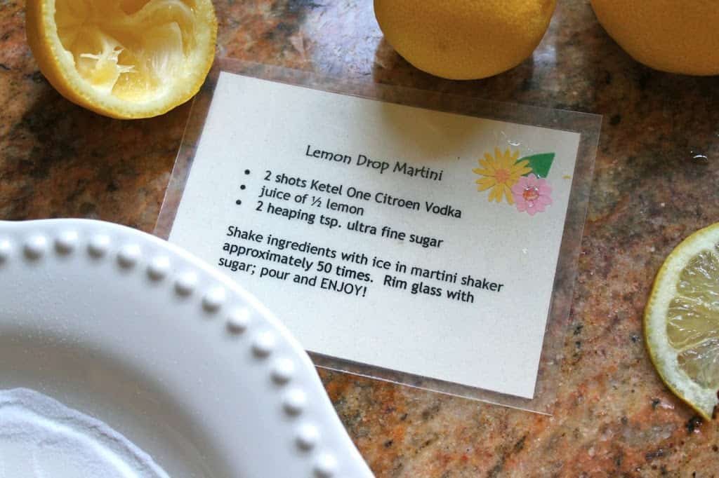 Best lemon drop martini recipe on a card