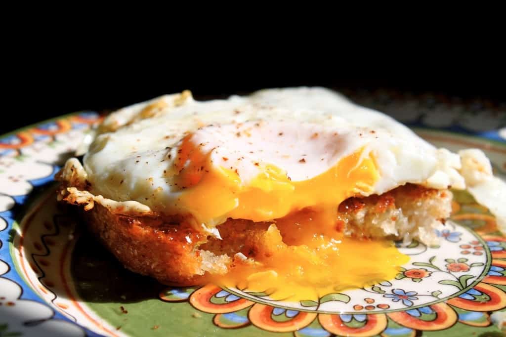 fried bread, British style with an egg on top