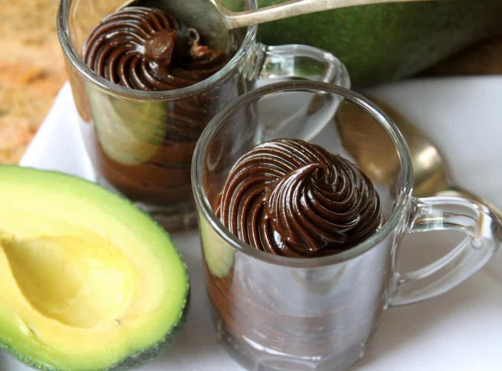 mocha avocado mousse in mini cups