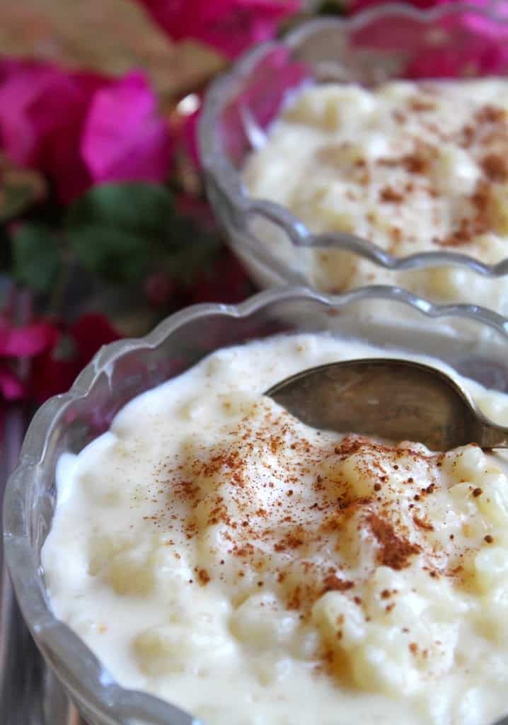 Creamy rice pudding with cinnamon on top
