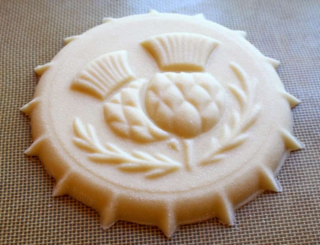 molded shortbread in the shape of thistles using my shortbread cookie recipe