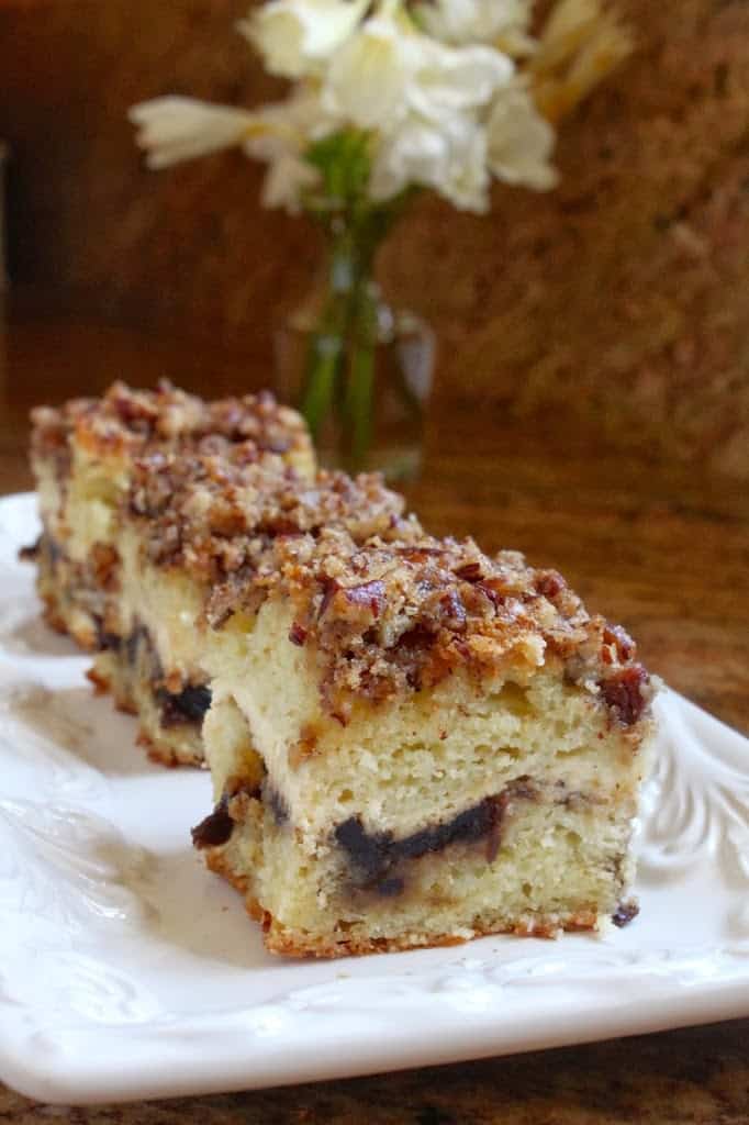 cherry cheese coffee cake on plate
