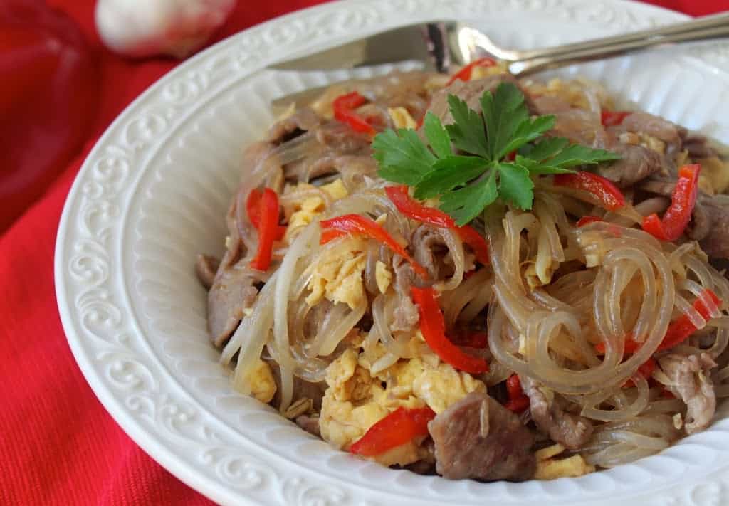 A Thai Glass Noodle Dish With Egg Beef Bean Sprouts And A Katie Chin Cookbook Giveaway Christina S Cucina