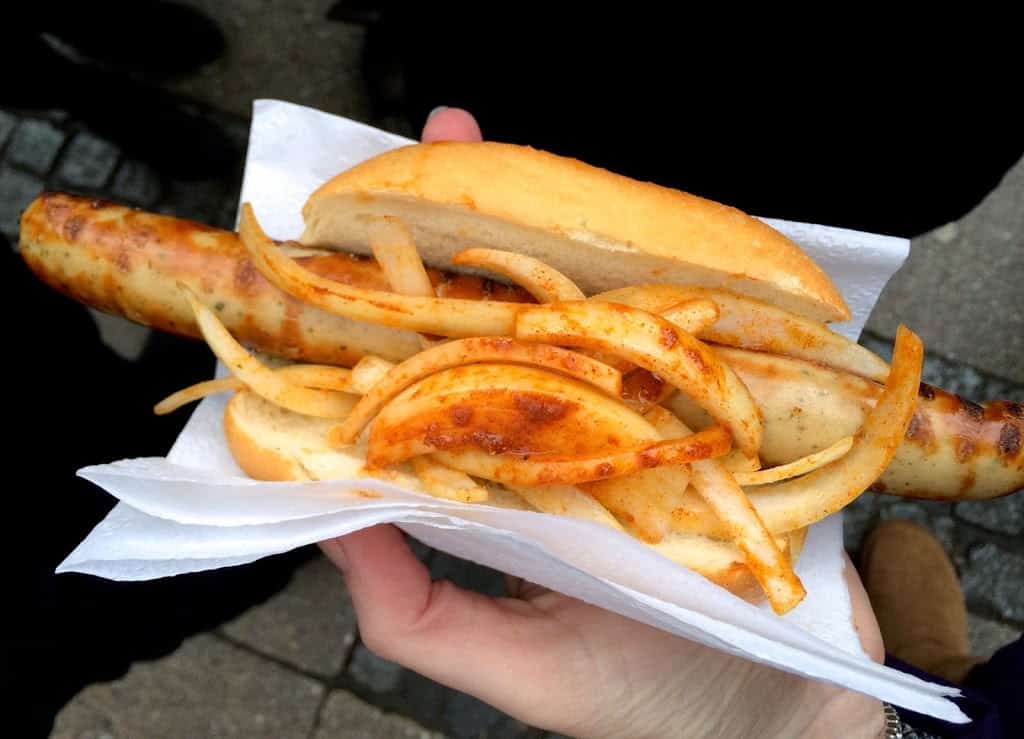 bratwurst at Christmas Market in Cologne Germany