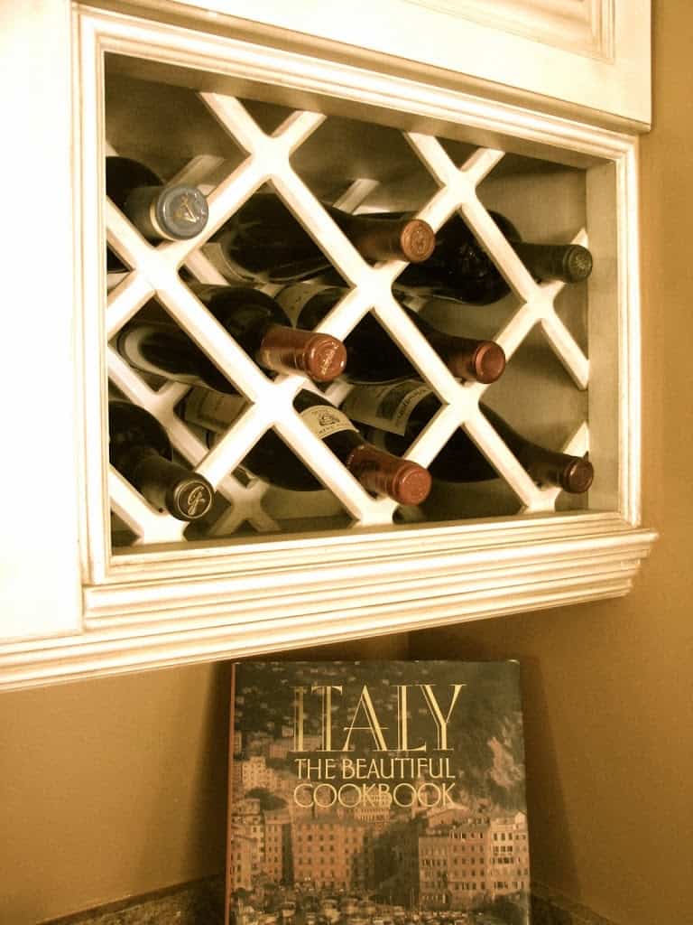 wine rack and Italy cookbook