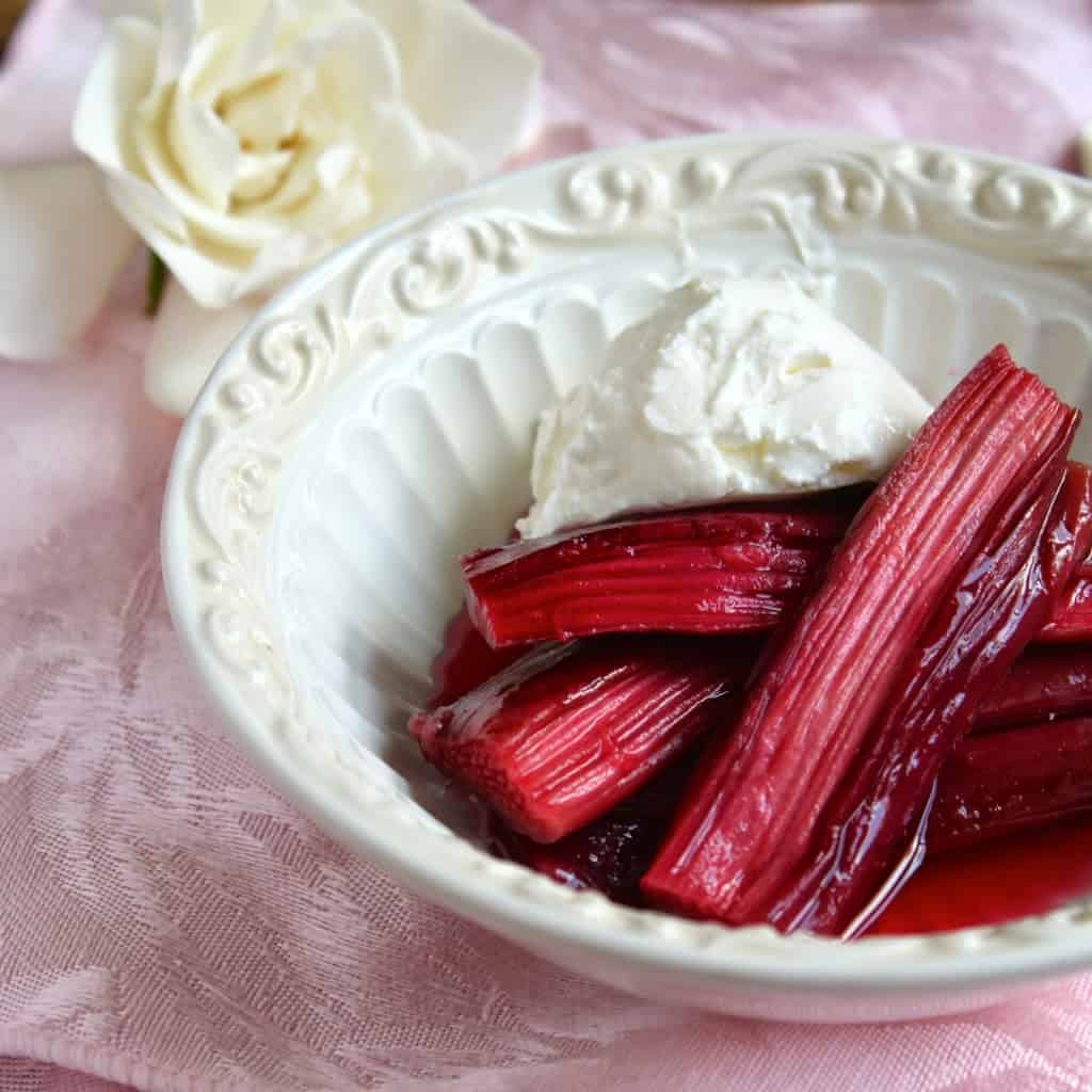 Roasted Rhubarb with Creme Fraiche, Mascarpone or Whipped Cream -  Christina's Cucina