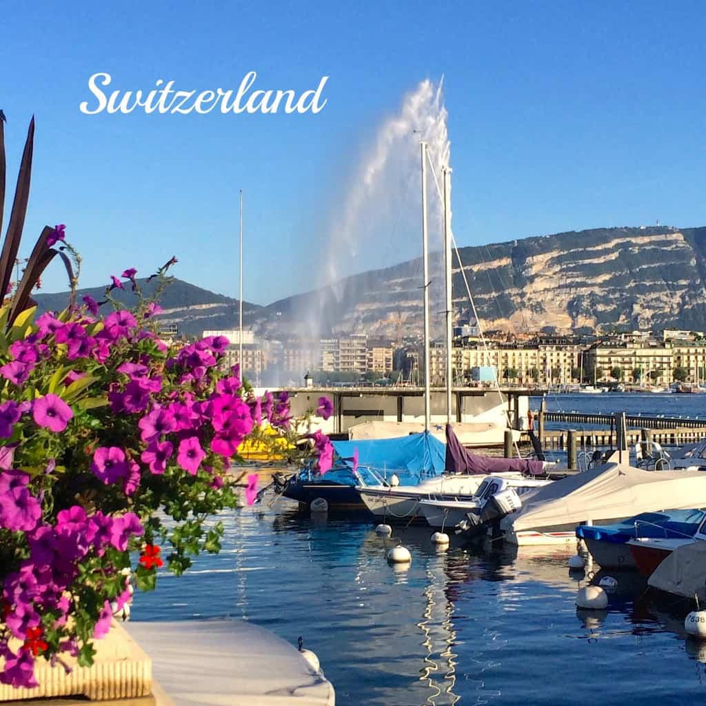 Geneva boats and flowers Switzerland