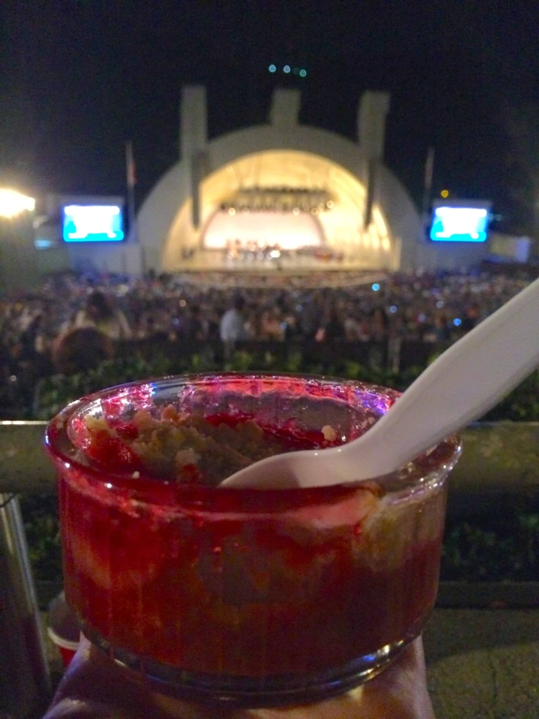 Rhubarb crumble at the Hollywood Bowl - Miele dishwasher review
