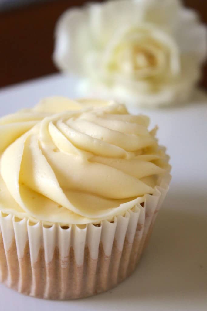 White Russian Cupcake with Rose