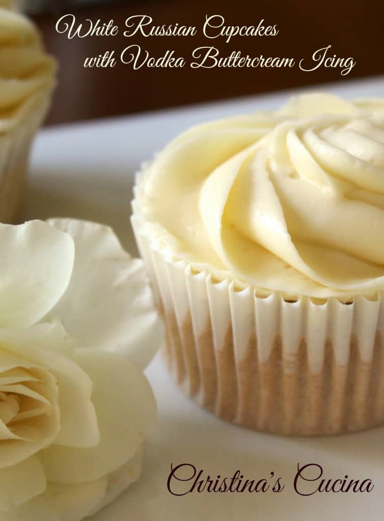 White Russian Cupcakes with Vodka Buttercream Icing