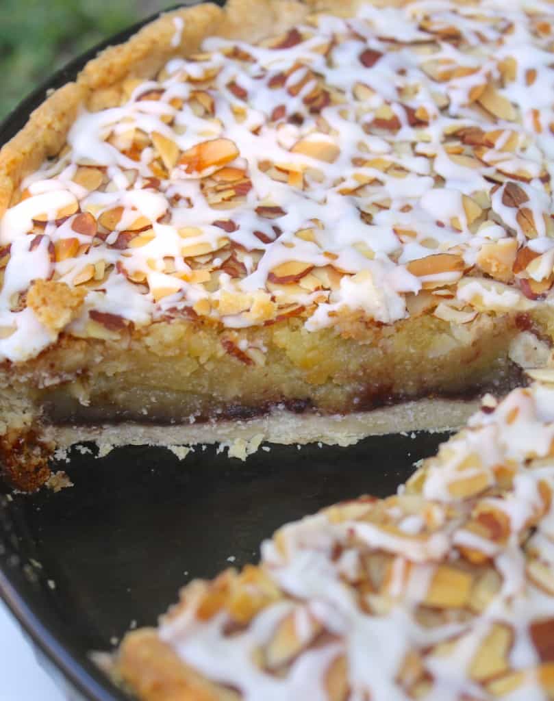 Mary Berry's Bakewell tart with a slice missing
