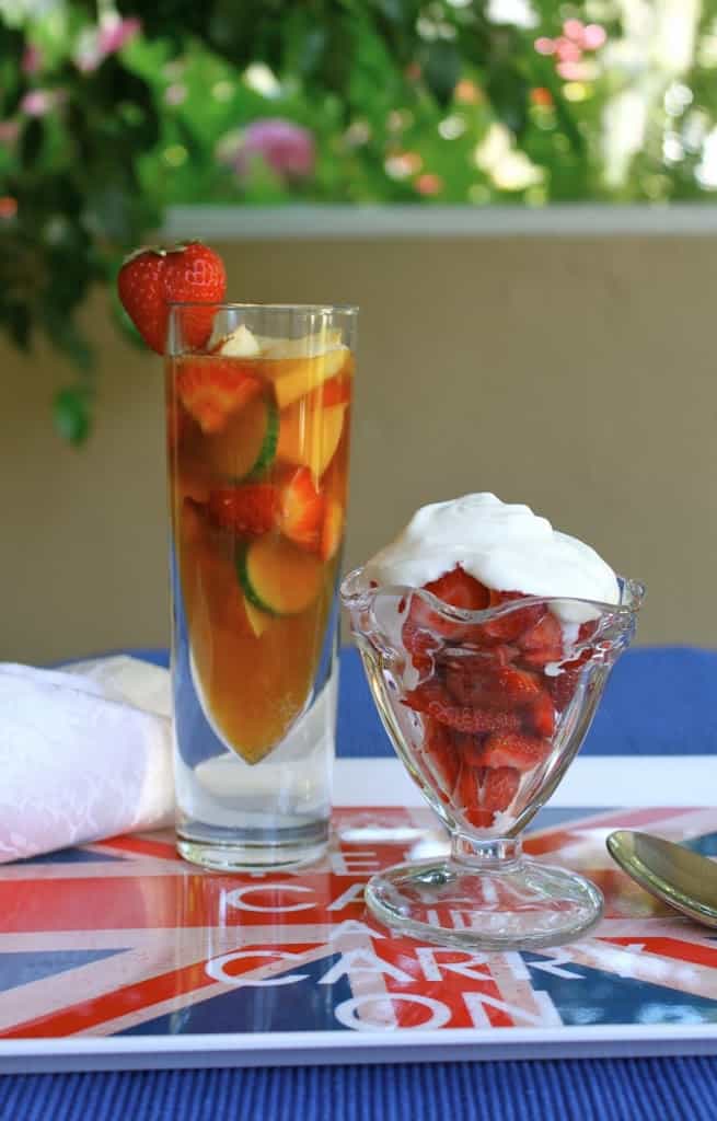 Pimm's Cup with Strawberries and Cream