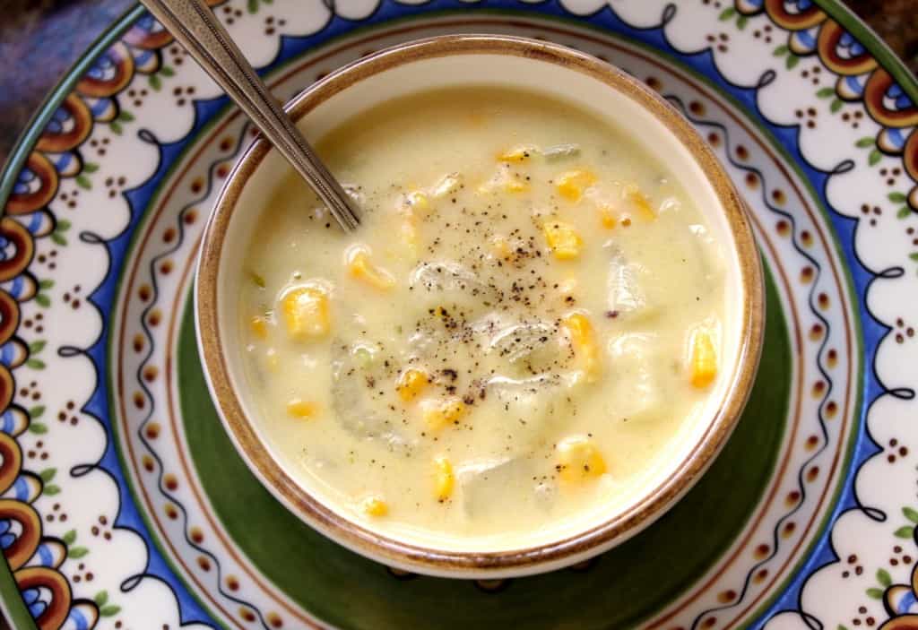 overhead bowl creamy corn chowder without cream