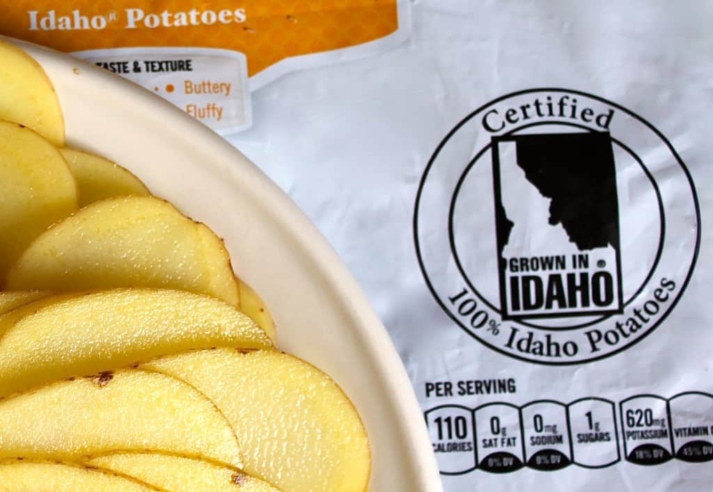 plate with Idaho Potatoes Logo