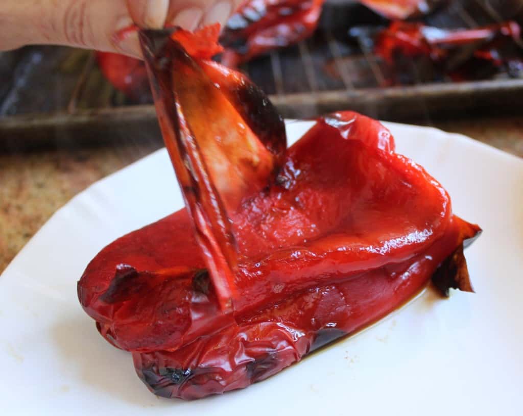 peeling pepper for roasted red pepper antipasto