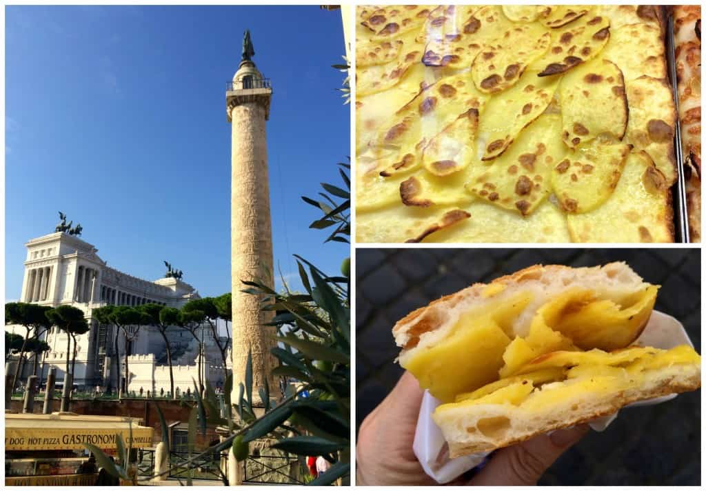 Authentic Italian pizza and pictures of rome collage