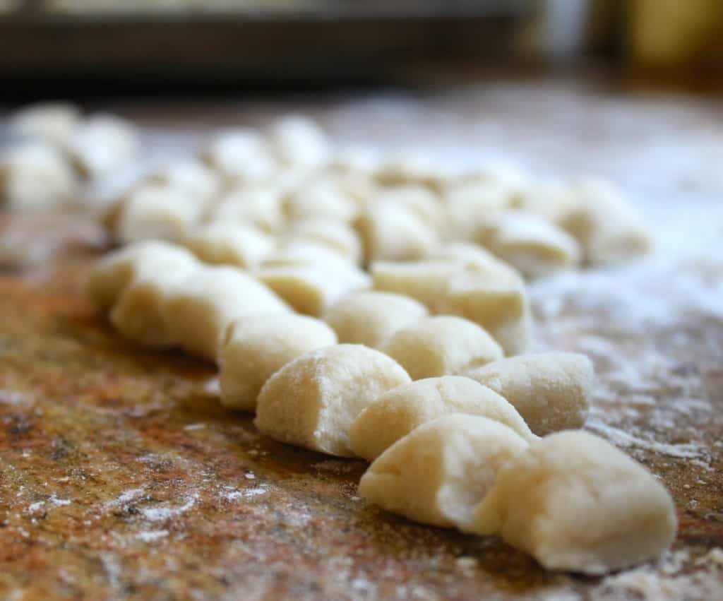 cut up authentic Italian gnocchi dough