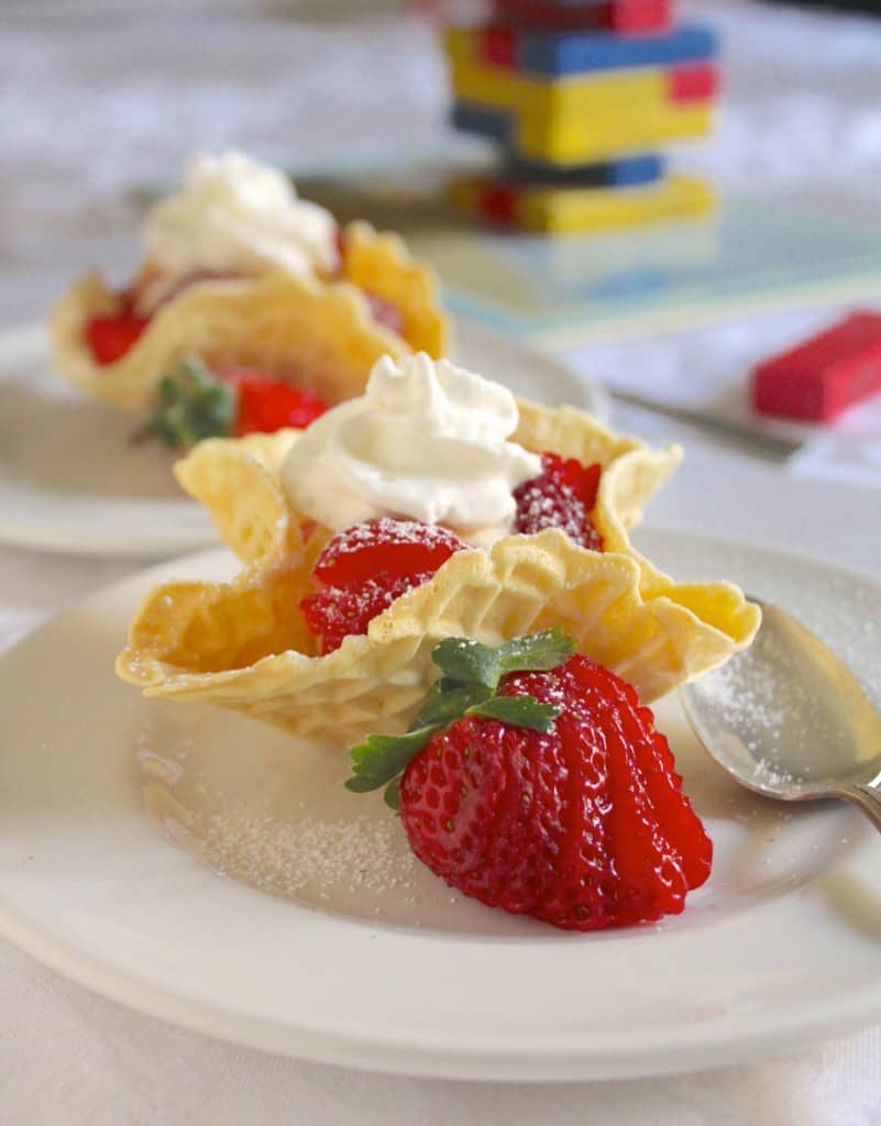 Pizzelle Bowls with Strawberries and Cream