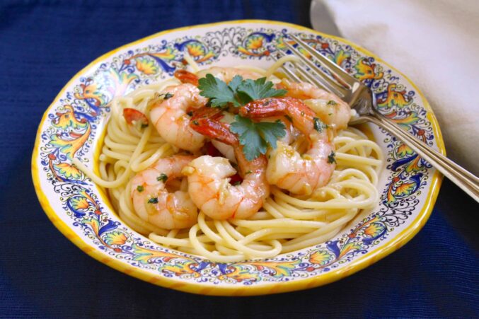 bowl of shrimp scampi